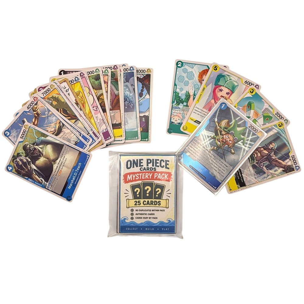 One Piece TCG 25 Card Mystery Pack 1 Rare 4 Uncommon 20 Common No Duplicates